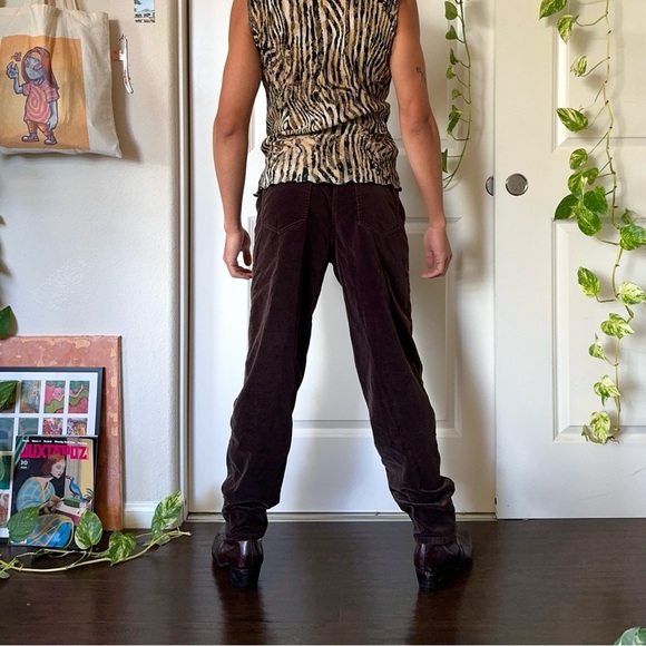 Vintage Brown Slim Velvet Pants - Picture 4 of 7